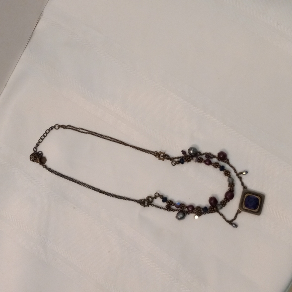 Soho style  Antiqued and Purple Glass Bead Choker - Picture 1 of 4